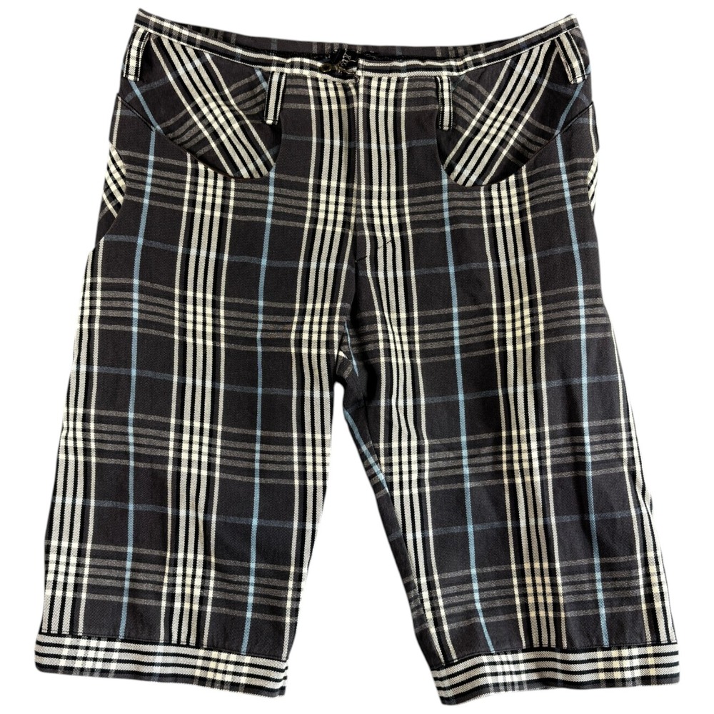 Ivan Plaid Shorts Mens Large Black Y2K Vintage Relaxed Lowrise Streetwear Grunge